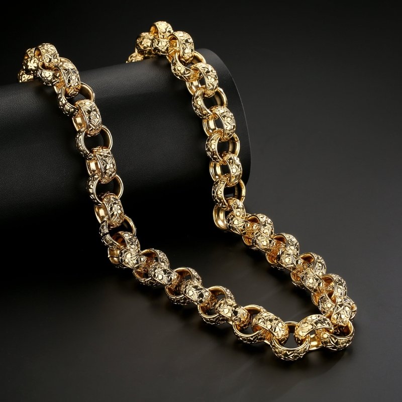 Luxury Gold XXL 20mm Ornate 1/2 Kilo Belcher Chain - 28 inch