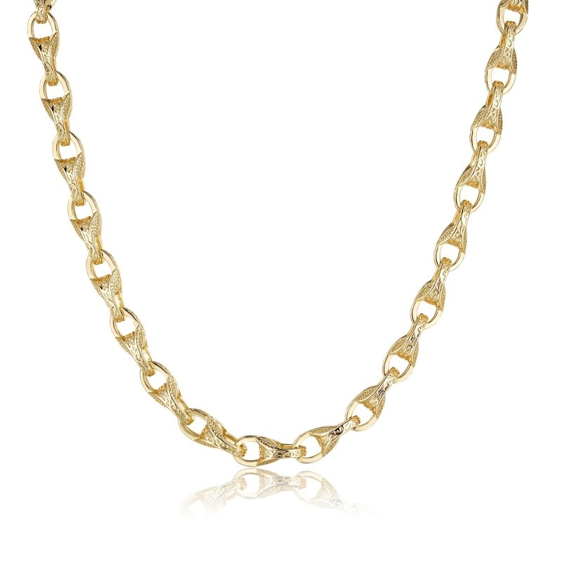 Luxury Gold 9mm 3D Patterned Tulip Chain