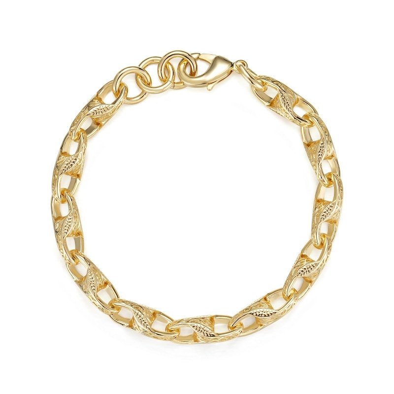 Luxury Gold 9mm 3D Patterned Tulip Bracelet 6-Inch