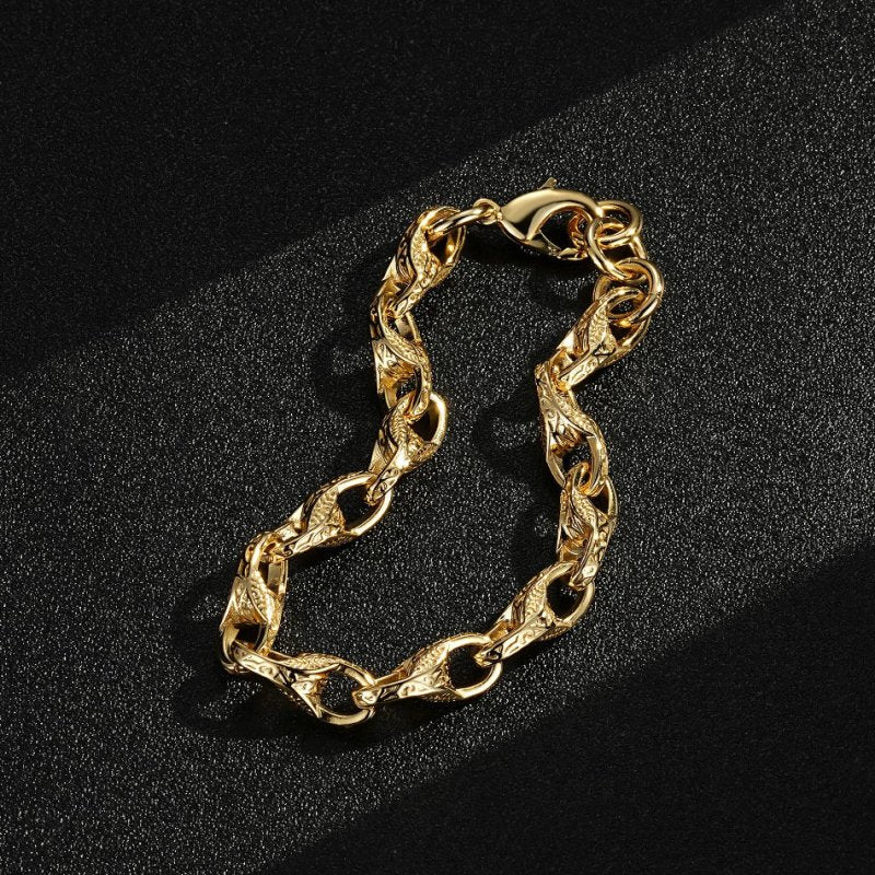 Luxury Gold 9mm 3D Patterned Tulip Bracelet 6-Inch