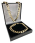 Luxury Gold 9mm Cuban Curb Chain and Bracelet Set (24 & 8 Inches)