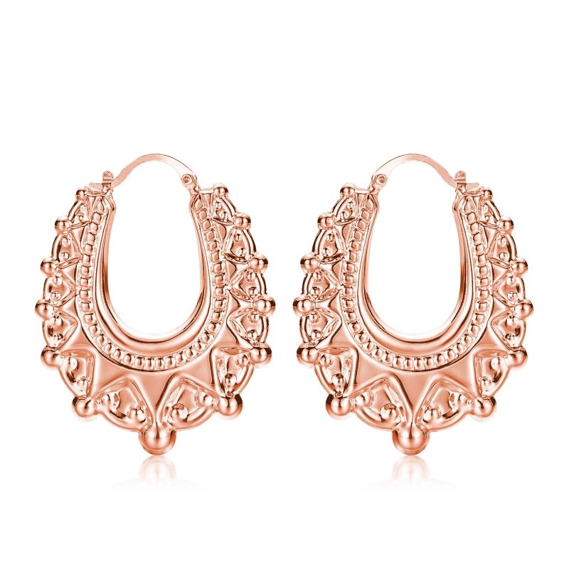 Premium Rose Gold 48mm Oval Gypsy Creole Lightweight Earrings