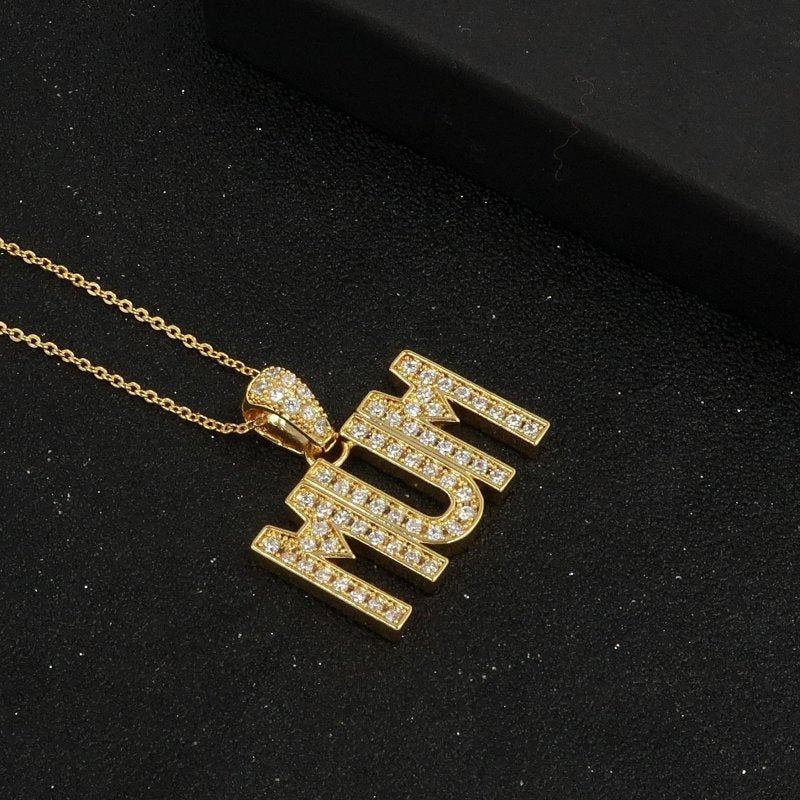 Gold MUM Pendant Necklace