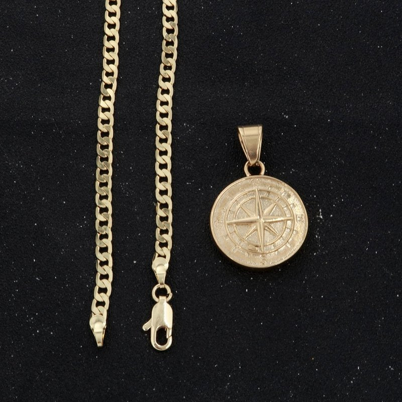 Toscano Lapis Compass Pendant, 14K Yellow Gold