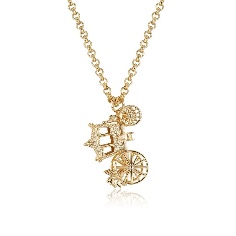 Premium Gold Princess Moving Carriage Pendant with Chain