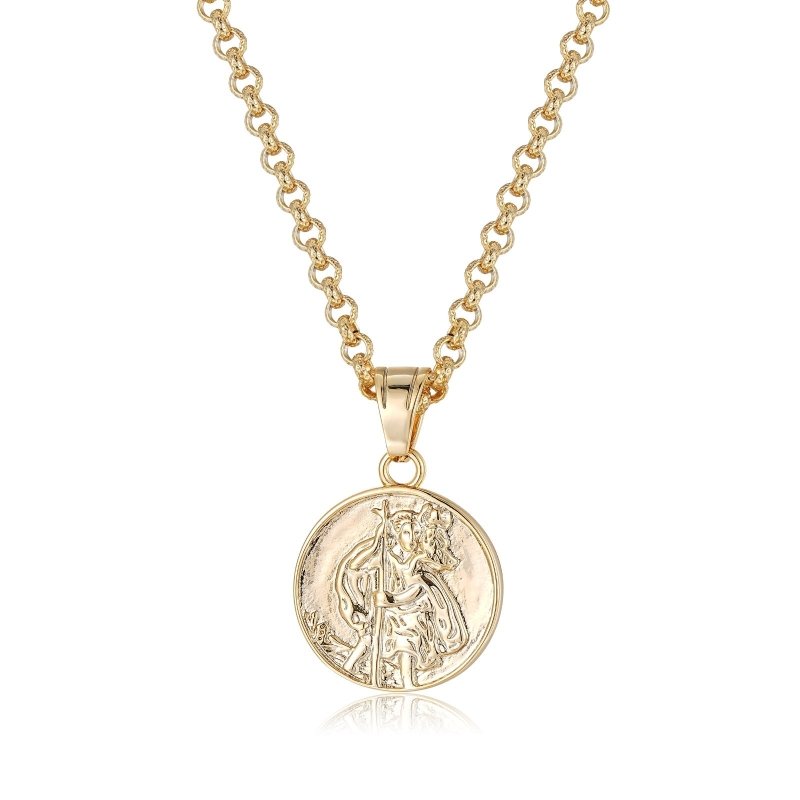 Premium Gold St. Christopher Pendant with 4mm Belcher Chain
