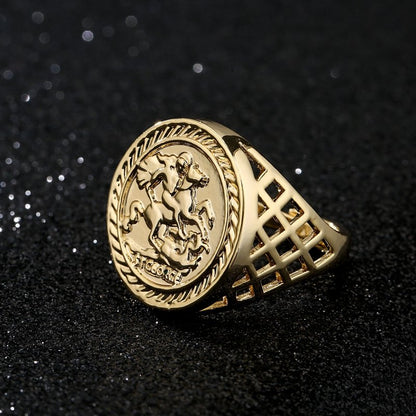 Luxury Gold St George Sovereign Adjustable Ring