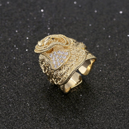 Premium Gold Saddle Adjustable Ring with Stones