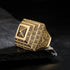 Premium XXL Gold Pyramid Adjustable Ring with Stones