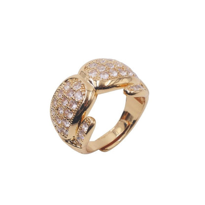 Premium Adjustable Gold Double Boxing Glove Ring With Stones
