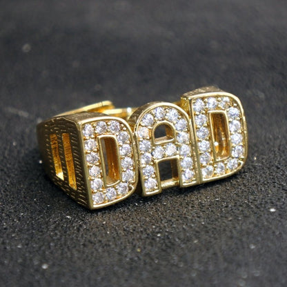 Gold Dad Ring with Stones - Best Dad Ever Engraved