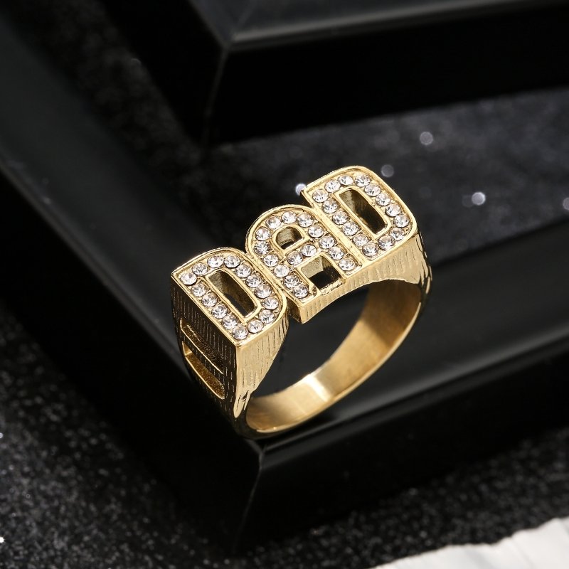14K Gold Men's Diamond DAD Ring