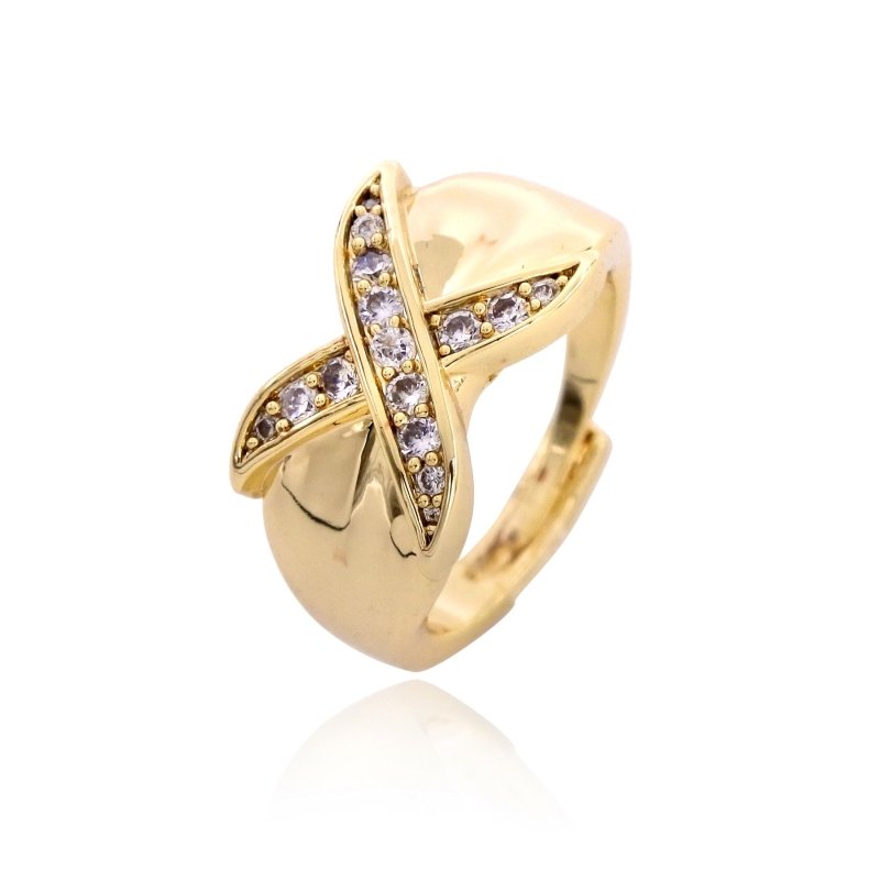 Gold Kiss Adjustable Ring with Stones