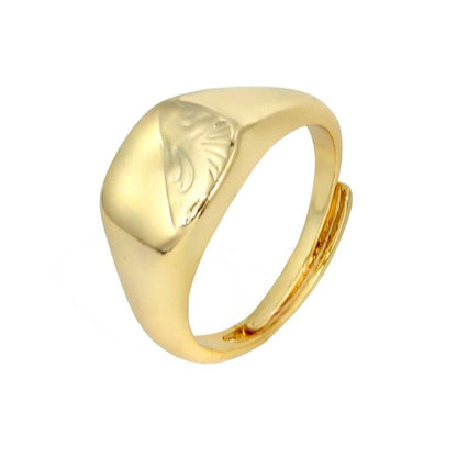 Gold Half Face Square Signet Adjustable Ring