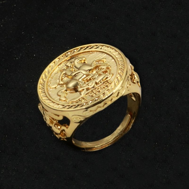 Gold St George Dragon Slayer Sovereign Adjustable Ring