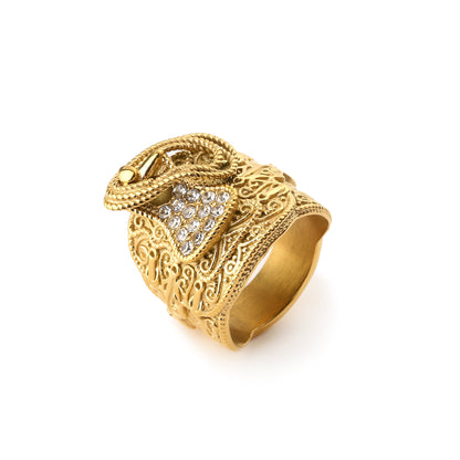 Premium Yellow Gold Saddle Ring with Stones