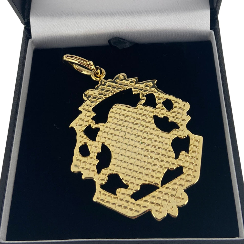 Gold Shield FOB Tag Charm Pendant