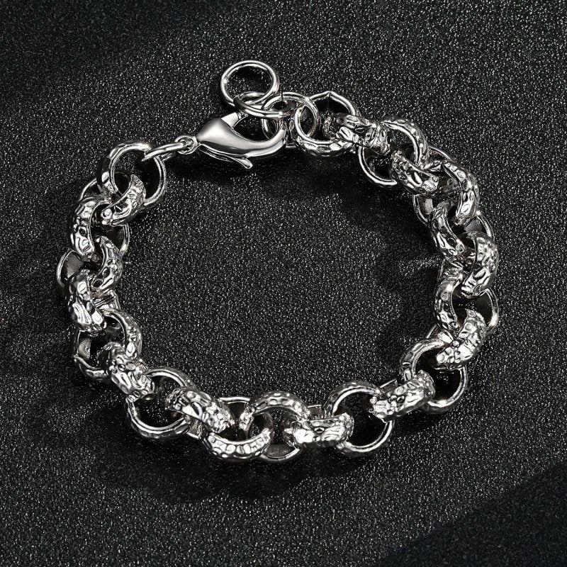 Luxury Silver 12mm Diamond Patterned Belcher Bracelet